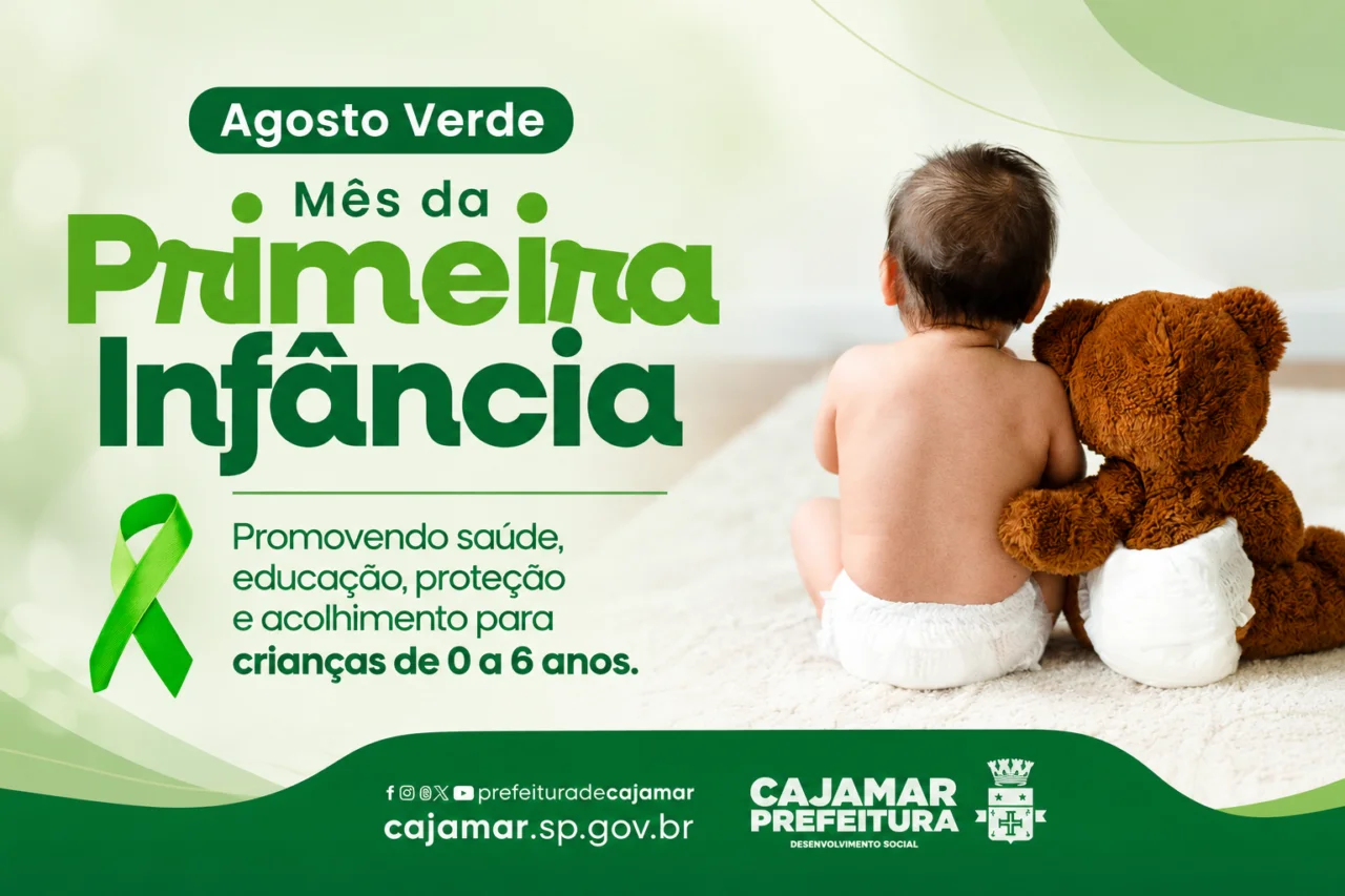 Agosto Verde: Mês da Primeira Infância destaca a importância do cuidado com as crianças Campanha nacional incentiva ações que garantam saúde, educação, proteção e acolhimento às crianças de 0 a 6 anos