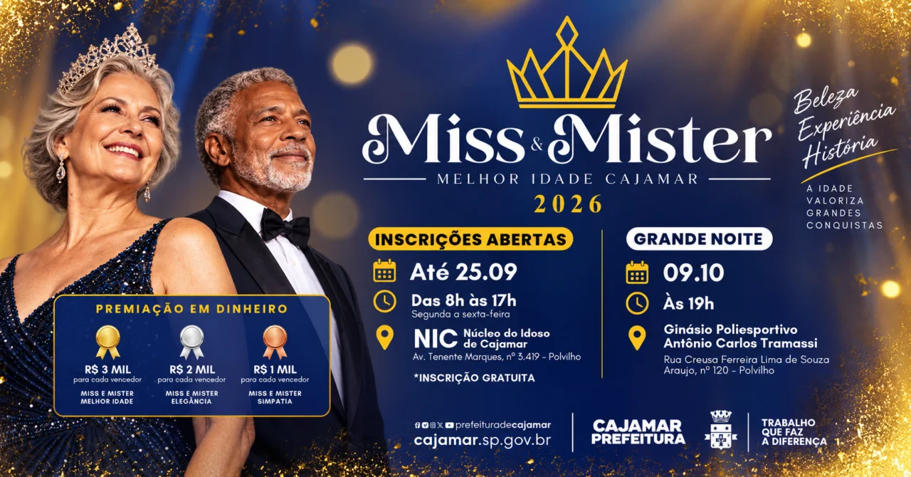 Cajamar abre inscrições para o Concurso Miss e Mister Melhor Idade 2026